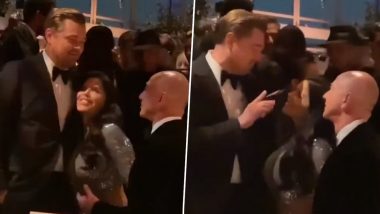 Jeff Bezos Girlfriend Lauren Sánchez’s Awkward Reaction After She Meets Leonardo DiCaprio at the Art Gala in Los Angeles Goes Viral (Watch Video)