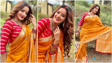 Chhath Puja 2021 Fashion: Monalisa Aka Antara Biswas Stuns in Traditional Yellow and Red Saree, Bookmark the Look NOW!
