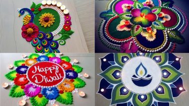 Diwali Rangoli Designs 2021 Simple and Beautiful: Easy Deepavali Rangoli Patterns To Make With Flowers and Coloured Powders for Lakshmi Pujan
