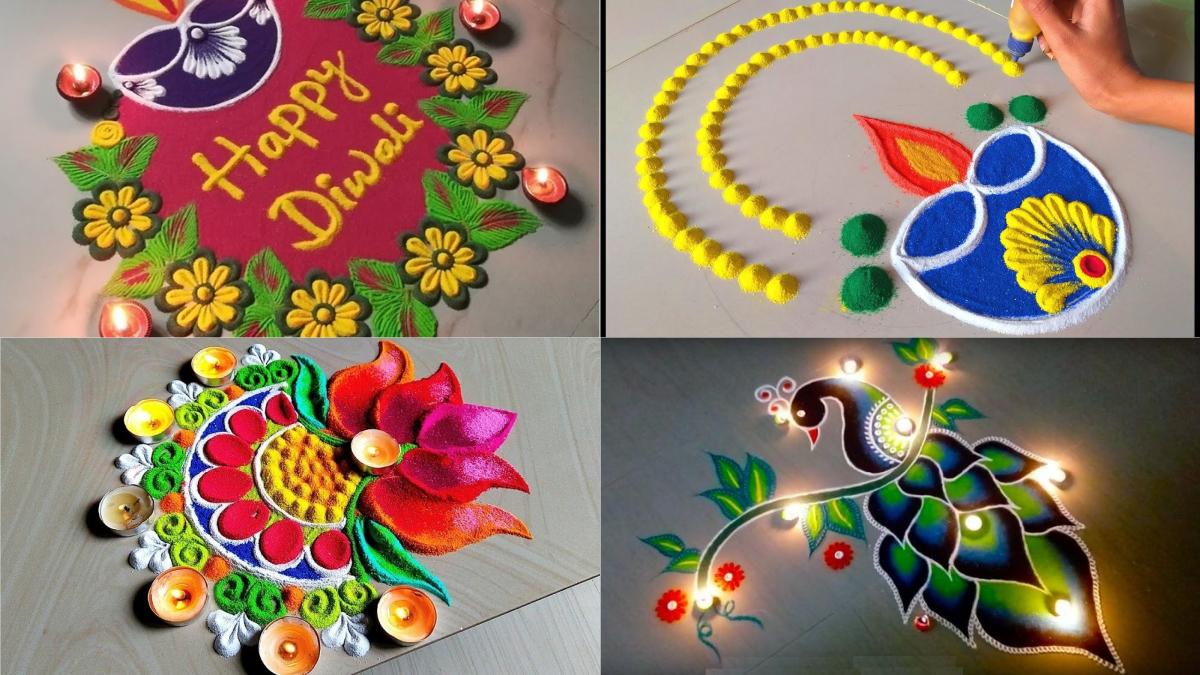 Easy Last-Minute Rangoli Designs for Diwali 2021: Hacks To Draw Beautiful Rangoli Patterns for a Colourful and Vibrant Deepavali Celebration | LatestLY