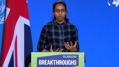 Earthshot Prize Finalist Vinisha Umashankar Appeals to World Leaders to Join The Next Generation in Repairing The Planet; Watch Full Speech by Indian Teen at COP26 Meet