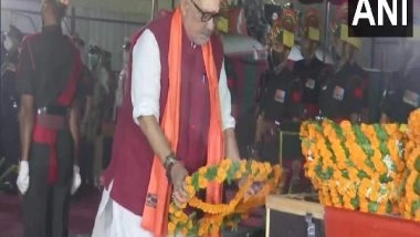 India News | Patna: Giriraj Singh, Others Pay Tribute to Army Officer Who Died in Blast in J-K's Naushera Sector