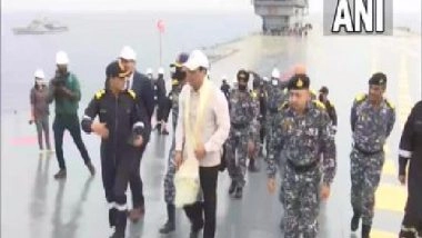 India News | Union Minister Sarbananda Sonowal Reviews Second Sea Trials of Indigenous Aircraft Carrier Vikrant