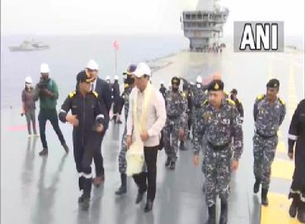 India News | Union Minister Sarbananda Sonowal Reviews Second Sea Trials of Indigenous Aircraft Carrier Vikrant