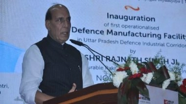 India News | Rajnath Singh Inaugurates UP's First Operationalised Private Sector Defence Manufacturing Facility in Lucknow