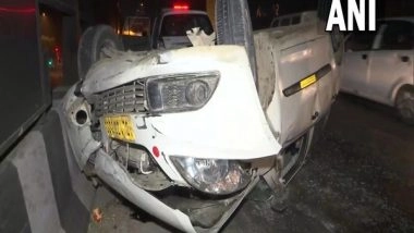 India News | Delhi: Car Overturned Due to Overspeeding at RTR Flyover, Driver Hospitalised