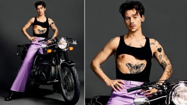 Harry Styles Serves You an Androgynous Look As He Strikes a Sexy Pose on a Bike! (View Pic)