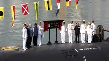 INS Vela: Fourth Submarine of Project-75 Commissioned at Mumbai’s Naval Dockyard (Watch Video)