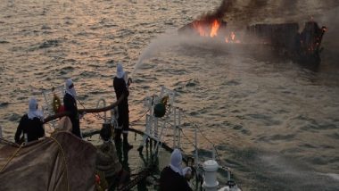 Indian Coast Guard Rescues 7 Fishermen from Burning Boat Off Gujarat Coast