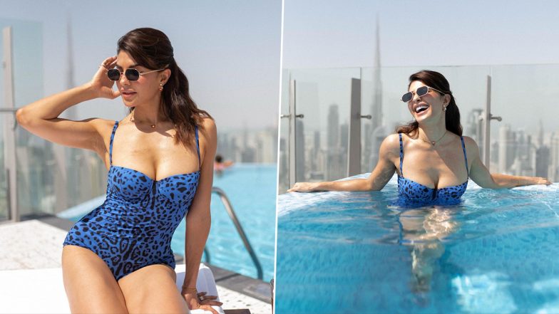 Jacqueline Fernandez Opts for a Sexy Printed Monokini As She Chills by the Pool in Dubai (View Pics)