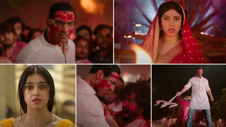 Satyameva Jayate 2 Song Maa Sherawali: Divya Khosla Kumar Passionately Prays to Goddess Durga in John Abraham Starrer (Watch Video)