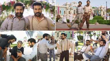 RRR Song Naatu Naatu: Jr NTR and Ram Charan Make a Power-Packed Combo in This Mass Anthem! (Watch Lyrical Video)