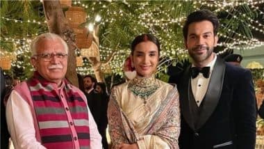 Rajkummar Rao and Patralekhaa Wedding Reception Pics: Newlyweds Look Gorgeous Meeting Haryana CM Manohar Lal Khattar