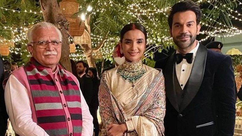 Rajkummar Rao and Patralekhaa’s Wedding: Newlyweds Spell Royalty at Their Reception (View Pic)