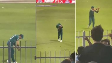 Shaheen Afridi Pokes Fun at Virat Kohli, KL Rahul & Rohit Sharma By Enacting Their Dismissals on Crowd’s Request (Watch Video)