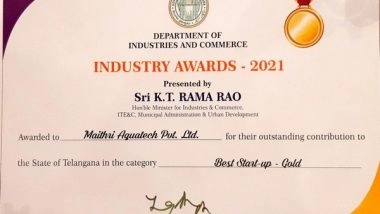 Business News | Maithri Aquatech Announced a Winner in the Telangana State Industry Awards 2021