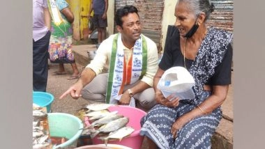 India News | TMC's Leander Paes Visits Fish Market in Assolna, Campaigns for Goa Assembly Polls