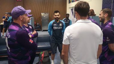 Virat Kohli Meets Team Scotland in the Dressing Room After Registering 8-Wicket Win in T20 World Cup 2021 (See Pics)