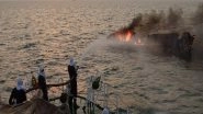 India News | Gujarat: Indian Coast Guard Rescues Seven Fishermen After Boat Catches Fire, Capsizes