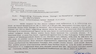 India News | Bengaluru Police Ask Organisers to Cancel 'controversial' Munawar Faruqui's Stand Up Comedy Show