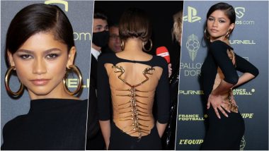 Ballon d'Or 2021 Awards Ceremony: Zendaya Rocks Sexy Backless Black Gown by Roberto Cavalli and the Pics Will Make You Say ‘Wow’
