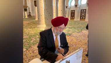 India News | Hardeep Singh Puri Visits Sheikh Zayed Grand Mosque in Abu Dhabi During Second Day of UAE Visit