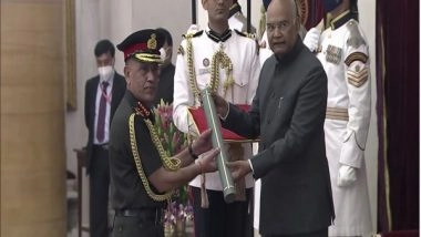 India News | President Kovind Confers Honorary Rank of General of Indian Army on Nepal Army Chief