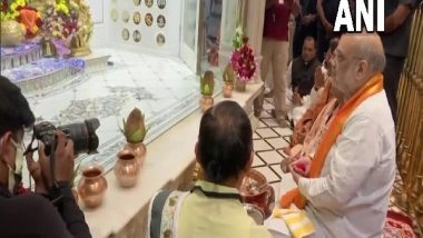 India News | Amit Shah Offers Prayers at Hanuman Temple in Gujarat's Salangpur