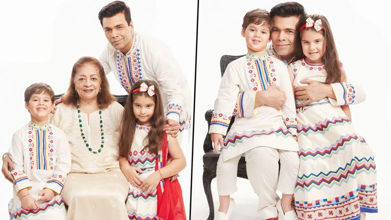 Karan Johar Twins In White With His Kids Yash And Roohi On Diwali And The Pictures Are Too Cute To Be Missed!