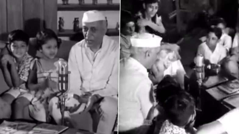 Children's Day 2021: Indian Youth Congress President Srinivas Shares Video of Pandit Jawaharlal Nehru Interacting With Kids