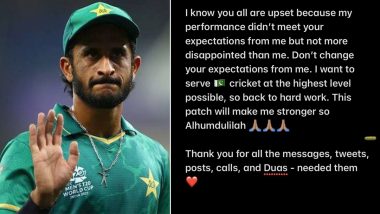 Hassan Ali Opens Up After Dropped Catch in Pakistan vs Australia T20 World Cup 2021 Semifinal, Writes, ‘Don’t Change Your Expectations From Me’ (Check Post)