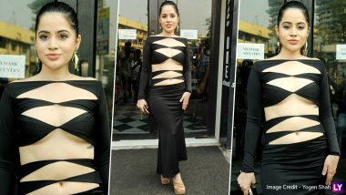 Urfi Javed Gets Papped In A Black Multi-Cutout Dress, Netizens Troll The TV Actress For Her Sartorial Choices (Watch Video)