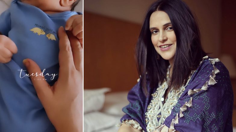 Neha Dhupia Shares A Cuteness Overloaded Video Of Her Baby Boy Dressed In A Blue Onesie!