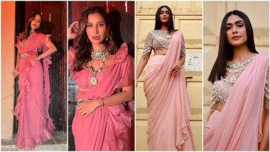 Fashion Faceoff: Mrunal Thakur or Sophie Choudry, Whose Pink Ridhi Mehra Saree Gets Your Vote?