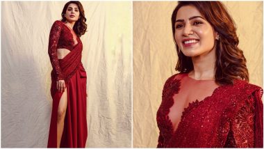 Yo or Hell No? Samantha Ruth Prabhu's Blingy Red Saree By Kresha Bajaj