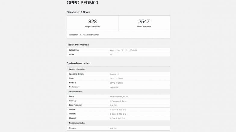 Oppo Reno7 Pro Geekbench Listing