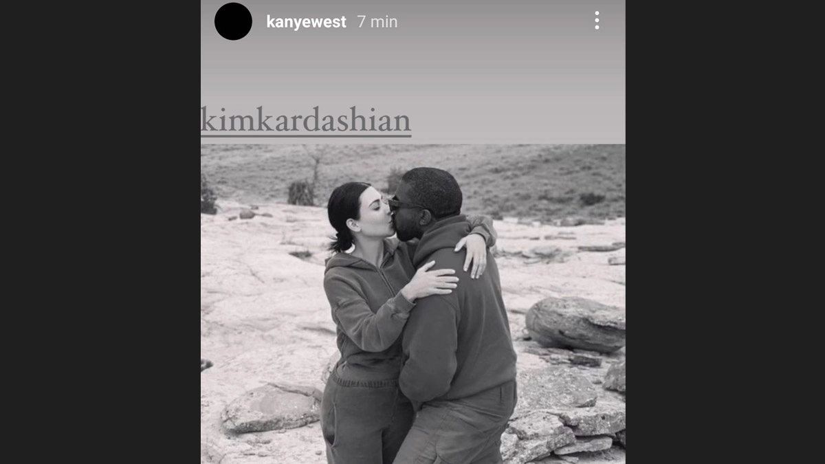 Kanye West Shares Kissing Picture With Kim Kardashian in Hope to Get