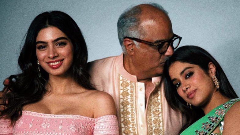 Janhvi Kapoor Keeps Up With the Diwali Ritual, Shares Adorable Family Pictures With Boney Kapoor and Khushi Kapoor (View Pics)