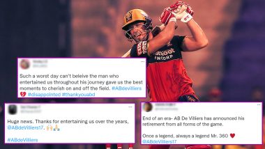 AB de Villiers Announces Retirement From All Forms of Cricket, Netizens Thank Mr 360 For His Immense Contribution to The Game!