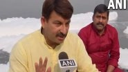 India News | BJP's Manoj Tiwari Rides Boat in Toxic Foam-covered Yamuna in Delhi