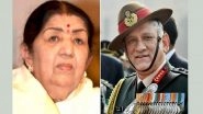 RIP General Bipin Rawat: Lata Mangeshkar Condoles the Demise of Chief of Defence Staff, Says 'Tearful Tributes to These Brave Sons of Mother India'