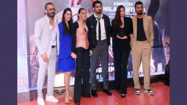 Tadap Premiere: Athiya Shetty, KL Rahul Pose Together for a Family Picture at the Special Screening of Ahan Shetty’s Debut Film (View Pics)