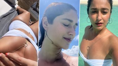 Ileana D’Cruz Is a Water Baby as She Flaunts Her Sexy Tanned Body in White Strapless Bikini! (View Pics)