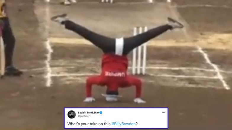 Sachin Tendulkar Refers to New Zealand’s Billy Bowden While Sharing Viral Video of Umpire Signalling Wide in Purandar Premier League 2021 (Check Post)