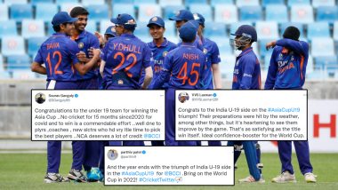 India Win U19 Asia Cup 2021: Sourav Ganguly, VVS Laxman and Others Congratulate Boys in Blue After Their Record Title Triumph With Win Over Sri Lanka U19 in Final (Check Posts)