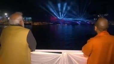 PM Narendra Modi, Yogi Adityanath Witness Laser Light Show At Ganga Ghat In Varanasi (Watch Video)