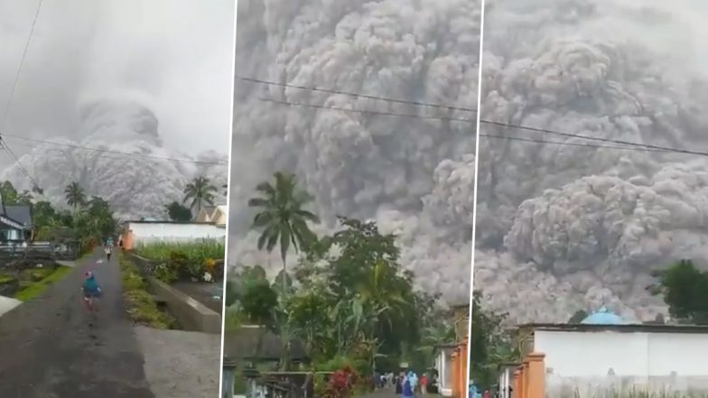 Mount Semeru Volcano Erupts In Indonesia's East Java Province, Spews Thick Columns of Ash In Air (Watch Video)