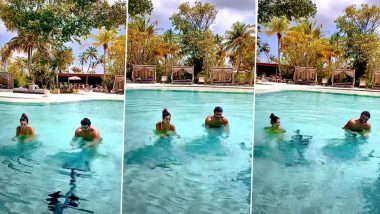 Arjun Kapoor Calls Girlfriend Malaika Arora a ‘Taskmaster’ as She Makes Him Work Out in Pool During Their Vacation! (Watch Video)