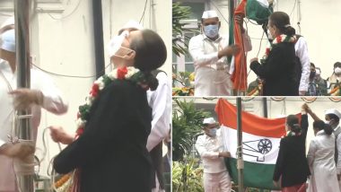 Congress Tricolour Falls from Post as Sonia Gandhi Tries to Unfurl It to Mark Party's Foundation Day