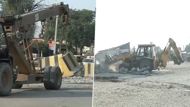 Authorities Remove Barricades Placed at Farmers Protest Site on Singhu Border (Watch Video)